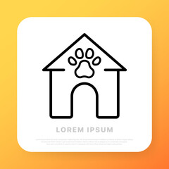 Doghouse line icon. Dog, pet, live, outdoors, walking, training. Animals concept. Vector line icon for Business and Advertising
