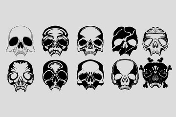 skull head character illustration vector