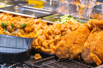 Japanese deep fried chicken fillets and bites at Brick Lane market in London
