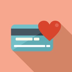 Credit card charity icon flat vector. Aid people