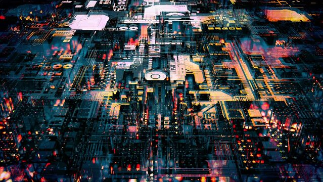 Red shining abstract cyber punk high tech digital bg