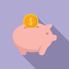 Donate piggy bank icon flat vector. Charity help