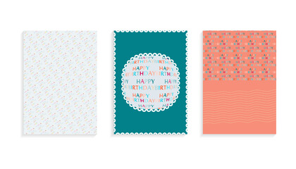 happy birthday template set , vector pattern with colorful text