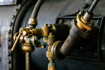 Vintage steam tractor part, closeup