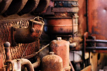 Worn agricultural tractor diesel engine part