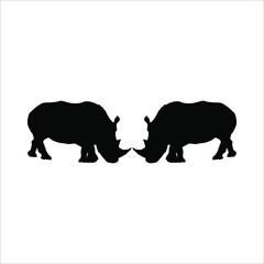 A Pair of the Rhino Silhouette for Logo or Graphic Design Element. Vector Illustration