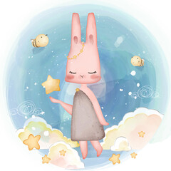 Hand drawn a fairy tale illustrations watercolor style. Vector illustration