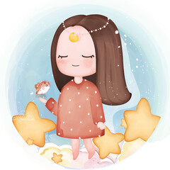 Hand drawn a fairy tale illustrations watercolor style. Vector illustration
