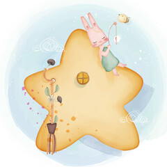 Hand drawn a fairy tale illustrations watercolor style. Vector illustration
