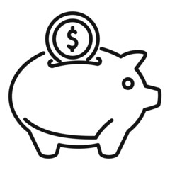 Donate piggy bank icon outline vector. Charity help