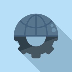 Global gear solution icon flat vector. Creative teamwork