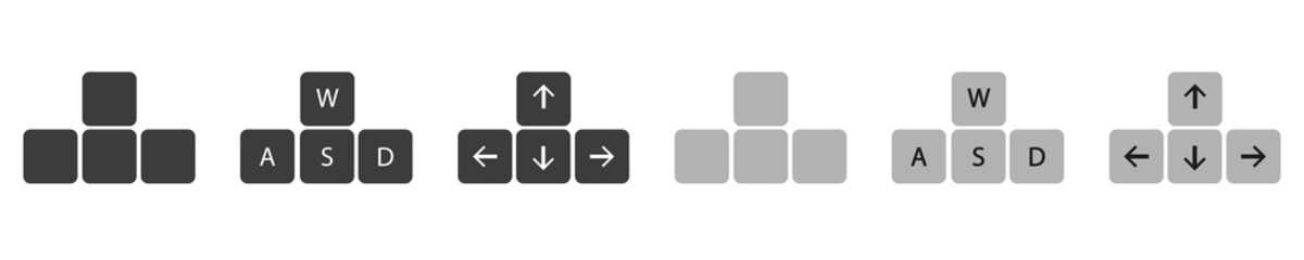 Arrow keys keyboard and WASD icon set. Sign keypad vector.  Vector illustration 