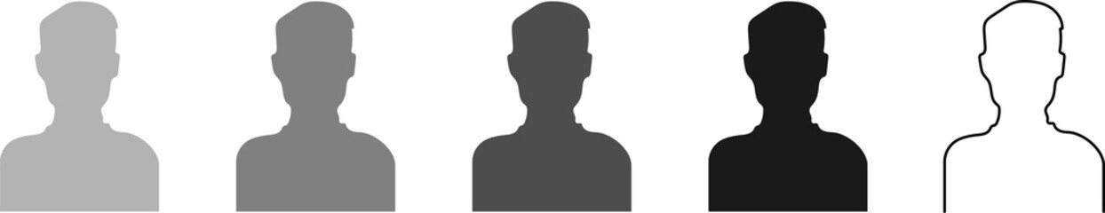 Male avatar profile set. Vector people icon. Man face silhouette face filler. eps10