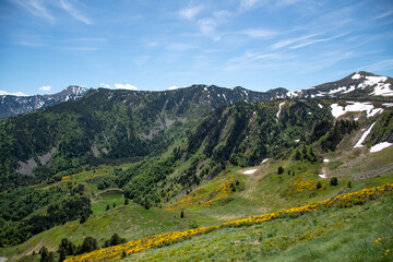 Fototapeta premium Panoramic views of the mountains from the Col de Pailheres, France