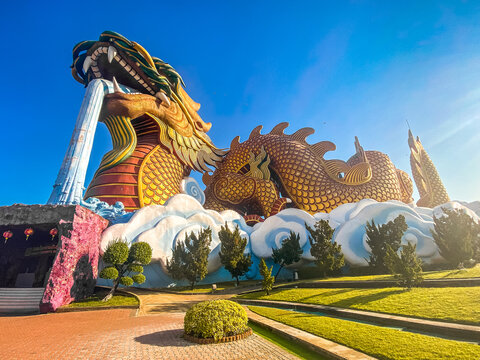 Aerial view of Dragon Paradise Park Suphan buri in Thailand