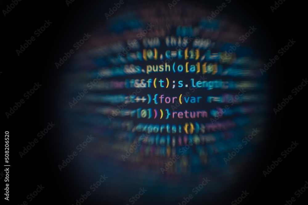 Poster software developer code. abstract computer script code. software developer code programming screen. 