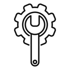 Gear solution key icon outline vector. Creative business