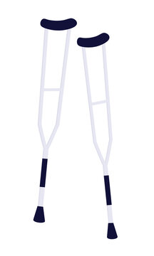 Underarm crutches semi flat color vector object. Full sized item on white. Mobility for disabled people. Supporting device simple cartoon style illustration for web graphic design and animation
