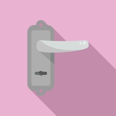 Door handle lock icon flat vector. Knob latch