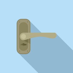 Door handle key icon flat vector. Knob lock