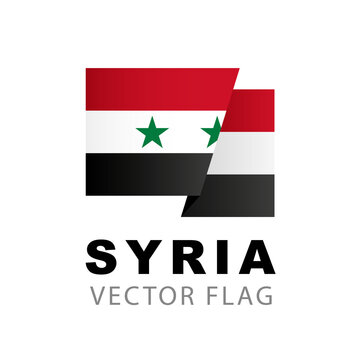 Colorful Syrian flag logo. Flag of Syria. Vector illustration isolated on white background.