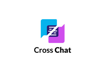 Cross chat logo. Message application icon