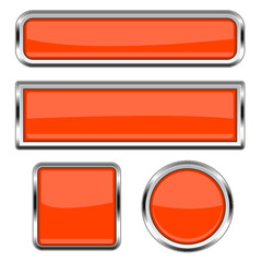 Orange glass buttons isolated on a white background
