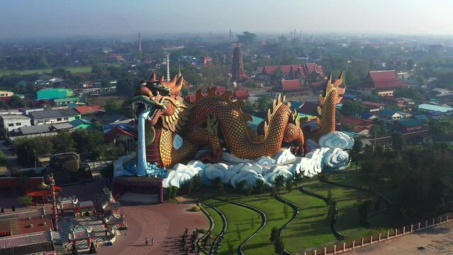 Aerial view of Dragon Paradise Park Suphan buri in Thailand