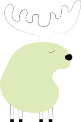 Vector doodle of a cute and funny moose. Design of a cartoon character-a moose or a calf with a flat color. animals on a white background