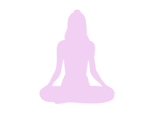 Yoga silhouette. Woman in lotus pose meditation. Pink 