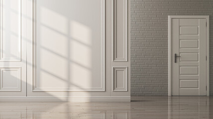 Fototapeta premium Illustration 3D rendering large luxury modern bright interiors Living room mockup computer digitally generated image