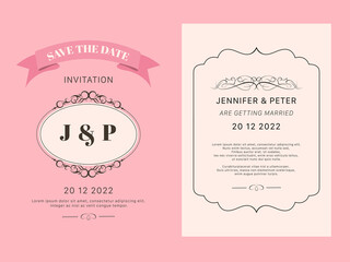 Vintage luxury wedding card design. Save the Date Vintage Templates.