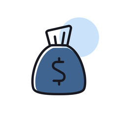 Money Bag outline icon vector. Finances sign