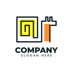 Labyrinth snail logo design, animal silhouette symbol illustration template