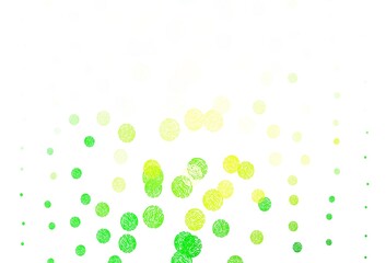 Light Green, Yellow vector background with bubbles.