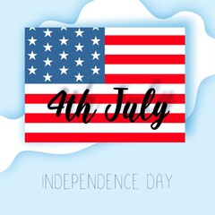 The backdrop is the Independence Day of the USA. July 4th is the country's holiday. Days off on July 4th. Vector illustration of America's Independence Day.