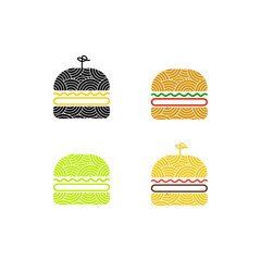 Set Bundle Logo IconIlustration Vector Ramen Burger And A Bread is noodles