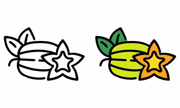 Illustration Vector Graphic of carambola fruit, fruit icon