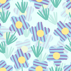seamless doodle cute flowers pattern background , greeting card or fabric