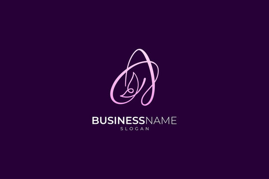 Letter A and butterfly logo, linear line design style, feminine, luxurious and elegant