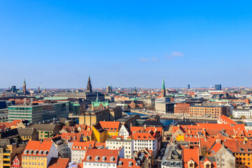 Fototapeta na wymiar Cityscape of Copenhagen city, Denmark. View from above