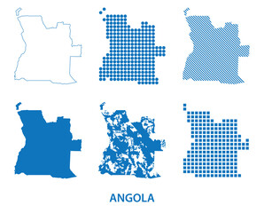Obraz premium map of Republic of Angola in Southern Africa - vector set of silhouettes in different patterns