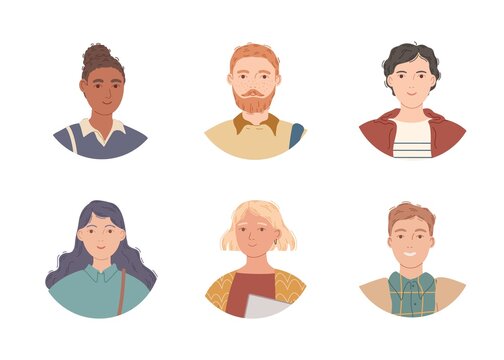 Set of avatars of people. Portraits of men and women. Vector illustration