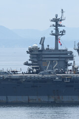 United States Navy USS Abraham Lincoln (CVN-72), Nimitz-class aircraft carrier loaded with aircraft.