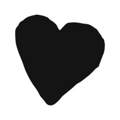 Heart hand drawn with ink brush isolated on white background