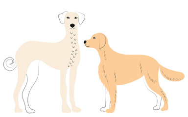 dogs doodle sketch, outline, isolated, vector