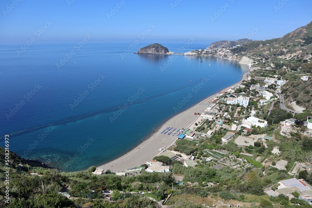 Wall mural ischia - panorama della spiaggia dei maronti dalla strada provinciale