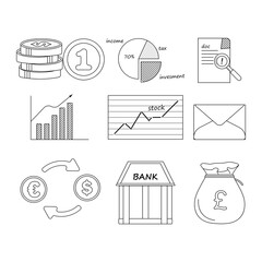 Sets of finance doodle vector illustration