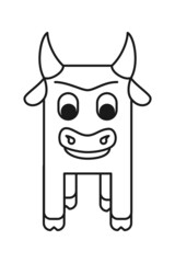 Line white black and white geometric stylized bull