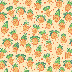 Pineapple Cartoon Pattern Background